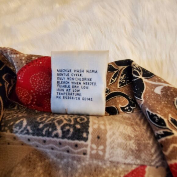 Allison Daley Vtg Art Blouse Size 18W Autumn Floral Button-up Long Sleeve Boho - Picture 9 of 12